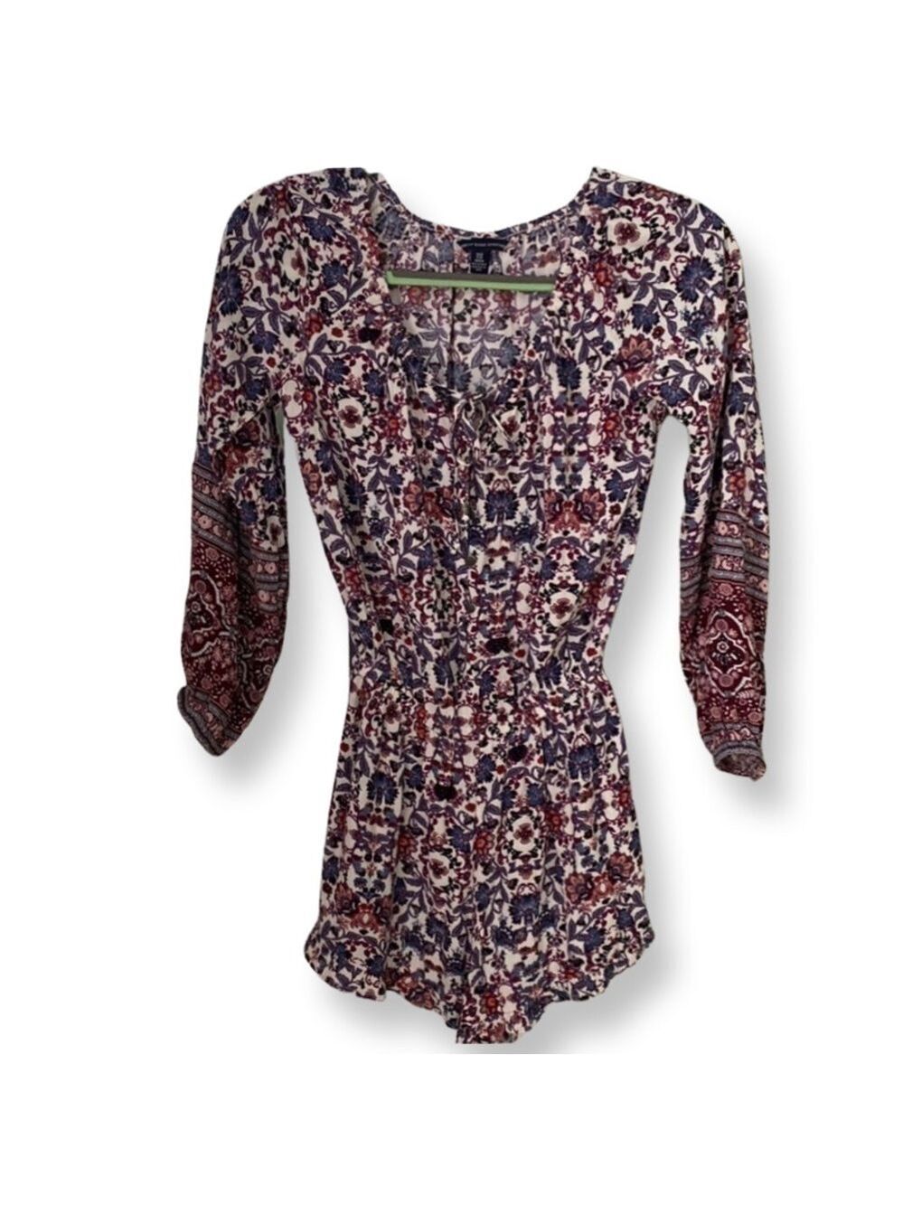 American Eagle Long Sleeve Floral Print Romper Size XXS